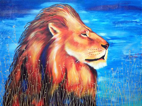 Majestic Lion Acrylic Painting By David Smith