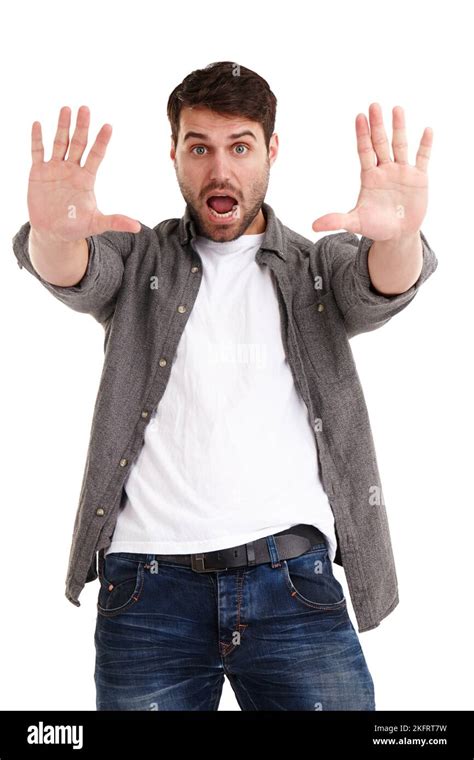 Man Holding Both Hands Hand To Stop Cut Out Stock Images And Pictures Alamy