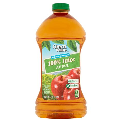 2 Pack Great Value 100 Juice Apple 96 Fl Oz