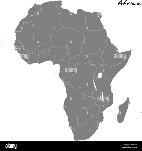Mapa De Alta Calidad De África Con Las Fronteras De Las Regiones Imagen