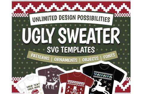 Ugly sweater svg template vol. 2 in svg/dxf/eps/jpg/png • ohmycuttables