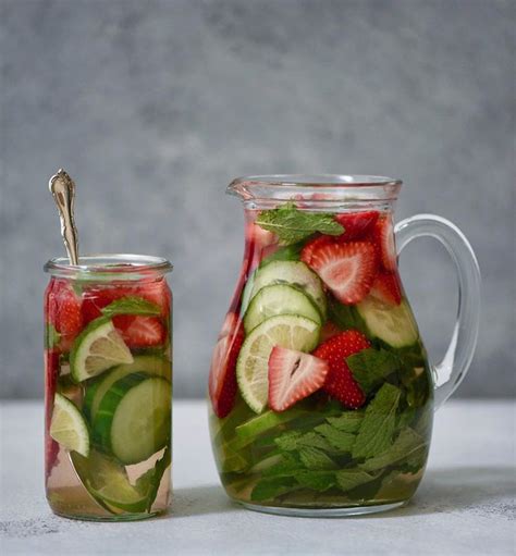 Strawberry Cucumber Lime And Mint Infused Water Recipe By