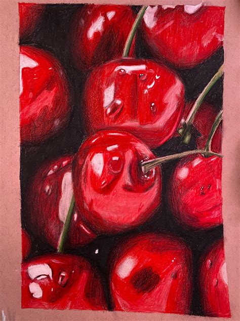 Realistic Cherry Drawing Etsy