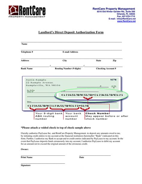 Direct Deposit Authorization Template Database