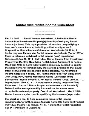 Some of the worksheets displayed are net rental income calculations schedule e, for full functionality pdf first before entering, rental ie work 2, rental incomeschedule e calculation work, rental income work individual rental income from, cash flow analysis form 1084, calculator and. rental income calculation worksheet - Edit Online, Fill ...