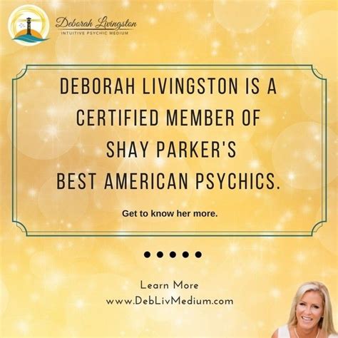 Deborah Livingston Is A Certified Member Of Shay Parkers Best American