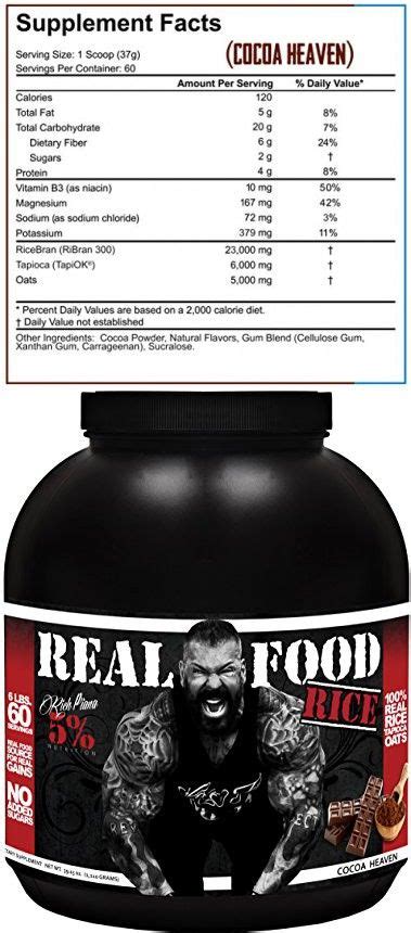 It's supposed to be real food in powdered form. Rich Piana 5% Nutrition Real Food RICE (Cocoa Heaven) 78 ...