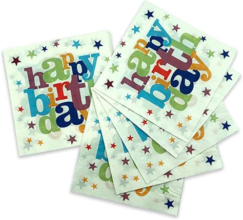 20pk Printed Happy Birthday Napkins Paper Party Napkins For Table