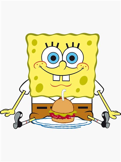 Spongebob Squarepants Eats Burgers Sticker For Sale By Aliawed544