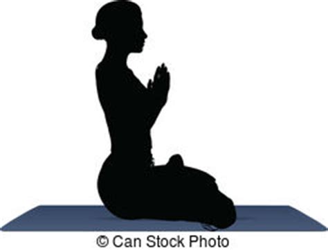 Meditating silhouette sitting in lotus position?, vector ...