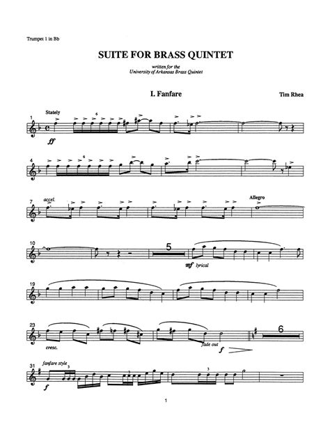 Suite For Brass Quintet By Rhea Tim Qpress
