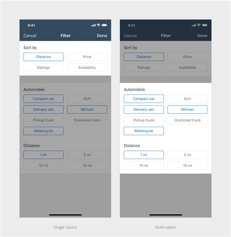 Filter Form Cell Sap Fiori For Ios Design Guidelines