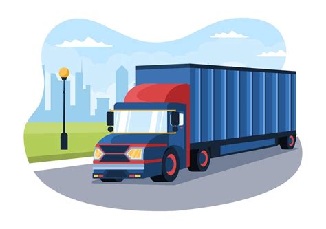Ilustración De Dibujos Animados De Transporte De Camiones Con Servicios