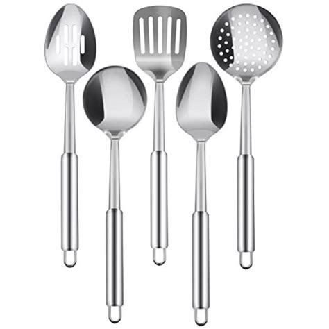 Stainless Steel 5 Pieces Cooking Spoon Set By Utopia Kitchen