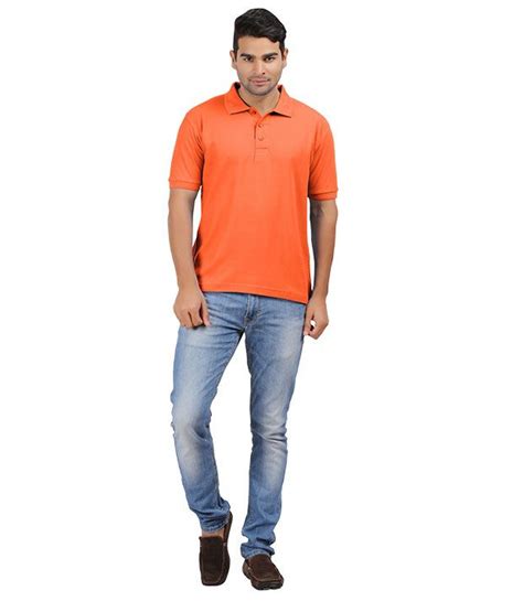 Hbhwear Mens Orange Collared Plain T Shirt Buy Hbhwear Mens Orange