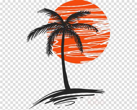 Palm Trees On The Sun Vector Palm Tree Png Transparent Clipart Image