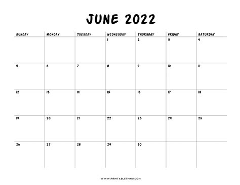 2022 Calendar Of June Calendar Template 2022