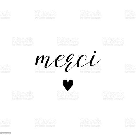 Merci Lettering Thank You In French Language Hand Drawn Lettering