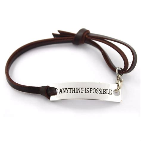 Types of men's leather bracelets. Adjustable Black Leather Bracelet Engraved Anything is ...
