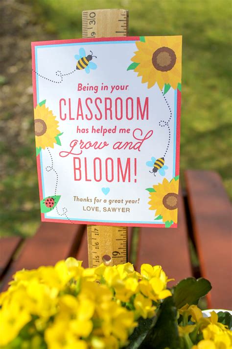 Teacher floral jar + brownie. "Bloom in your Classroom" Flower Teacher Gift Idea - Just ...