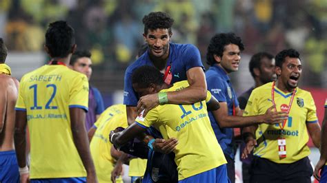 Kerala blasters are now mathematically out of the playoff race. Kerala Blasters FC players celebrate after winning the ISL ...