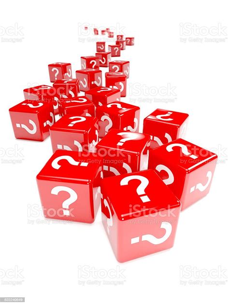 3d Red Dice Marked With Question Marks Stock Photo Download Image Now