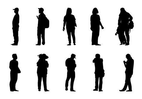 People Silhouette Stand On White Background Lifestyle Men And Women