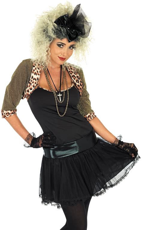 Ladies 80s Pop Star Fancy Dress Costume 1980s Madonna Celebrity Outfit