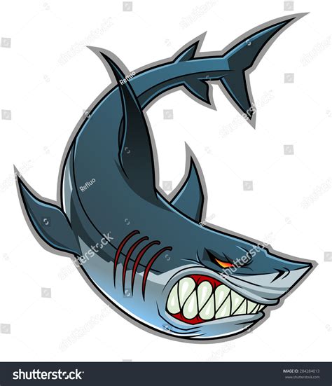 Download Vector Illustration Of Cartoon Angry Shark. - 284284013 ...