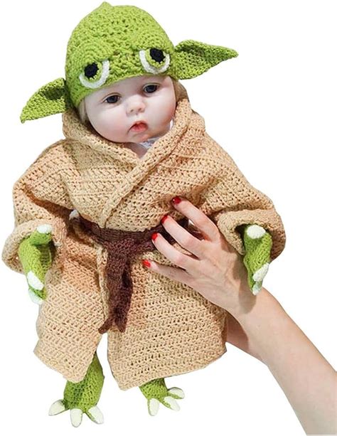 Fenbo Baby Yoda Infant Costume 5pcs Hand Knit Yoda Costume Set For 0 6