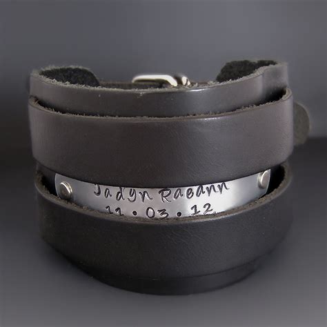Mens Custom Wide Leather Cuff Personalized By Stringofjewels2