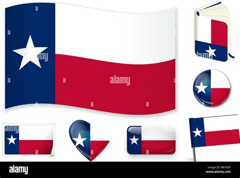 Texas Flag Vector Illustration 3 Layers Shadows Flat Flag Lights