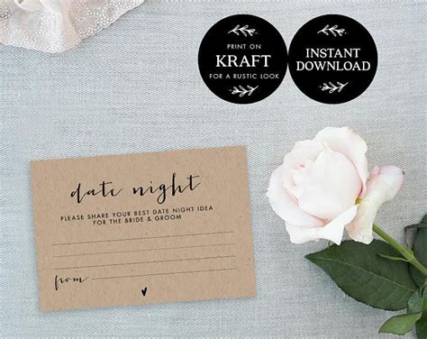 Date Night Cards Printable Instant Download Date Night Ideas Guest Activity Printable Date