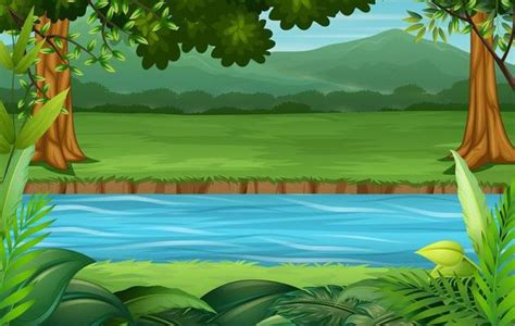 River In Jungle Background Cartoon Vector Clipart Friendlystock Lupon