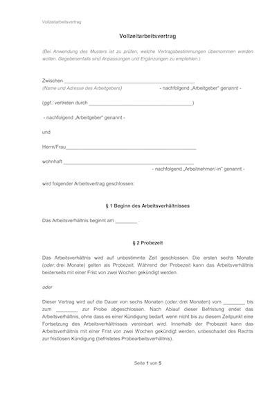 Arbeitsverträge: Muster Vorlagen kostenlos als PDF & Word - InStaff