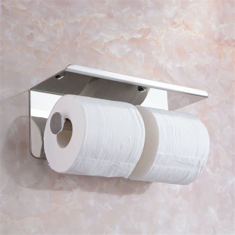 Beelee Sus 304 Stainless Steel Double Roll Toilet Paper Holder Storage