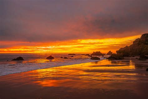 Malibu Stormclouds Sunset Red And Orange Clouds Fine Art El Matador State