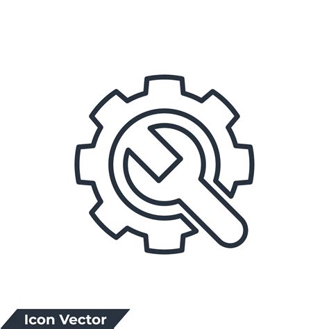 Gear And Wrench Icon Logo Vector Illustration Service Tool Symbol