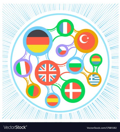 Interrelated Flags Countries Icon Royalty Free Vector Image