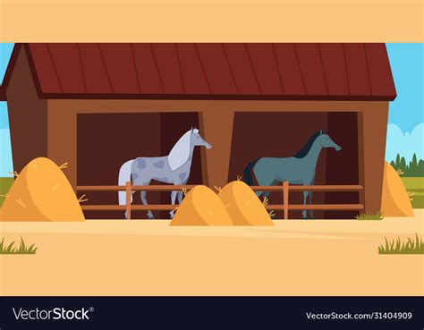 Stable For Horse Care Domestic Animal Strong Vector Image