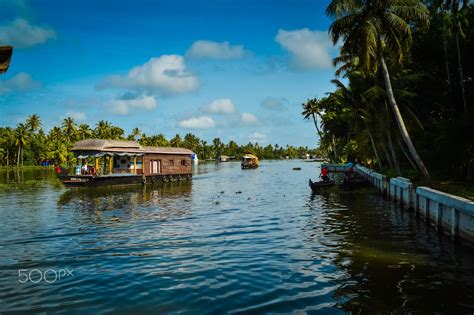 Trail Of Houseboats Alappuzha Also Known As Alleppey Is The