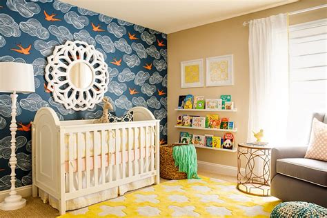 A white sofa seat is paired with a pale blue ottoman. 25 Brilliant Blue Nursery Designs That Steal the Show!