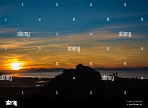 Sunset Taken From Antelope Island In The Great Salt Lake Ut Usa Stock