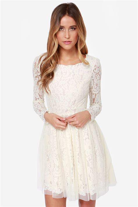 Beautiful Lace Dress Cream Dress Skater Dress 8400