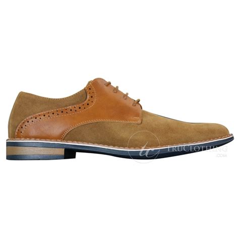 Elong K23 Mens Suede Leather Laced Shoes Smart Casual Tan Brown Pu