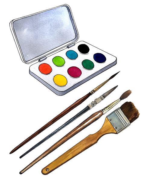 Art Supplies Clipart Painting Supplies Clipart Watercolor Etsy