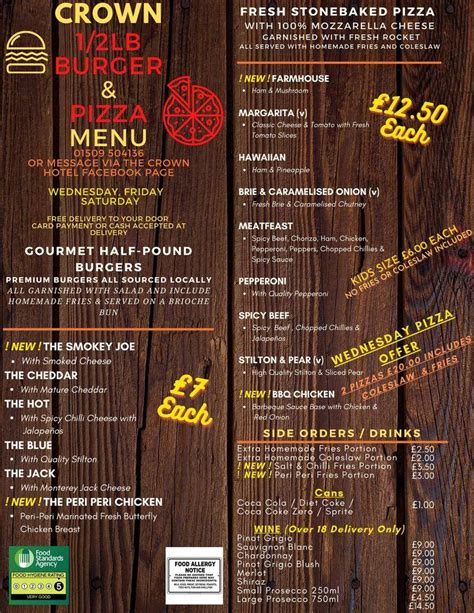 Menu At The Crown Hotel Shepshed Leicestershire Pub And Bar Shepshed