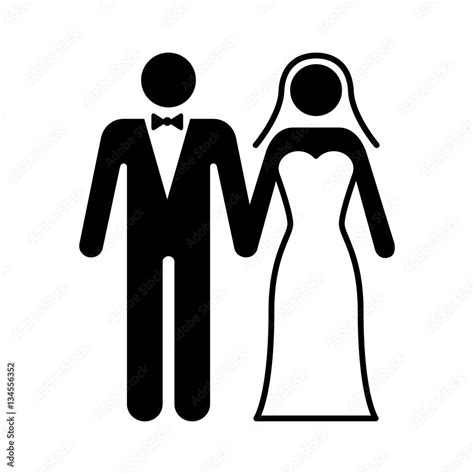 A Couple Getting Married At A Wedding Ceremony Flat Icon For Marriage Apps And Websites Stock