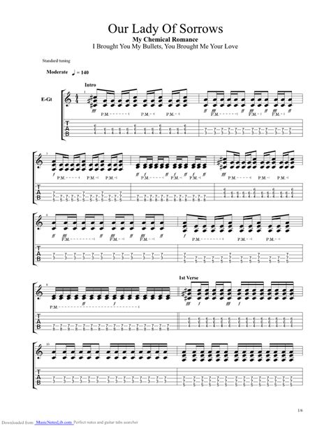 Our Lady Of Sorrows Guitar Pro Tab By My Chemical Romance