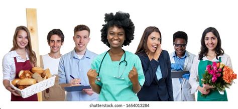 Cheering African American Female Nurse Group Stock Photo Edit Now